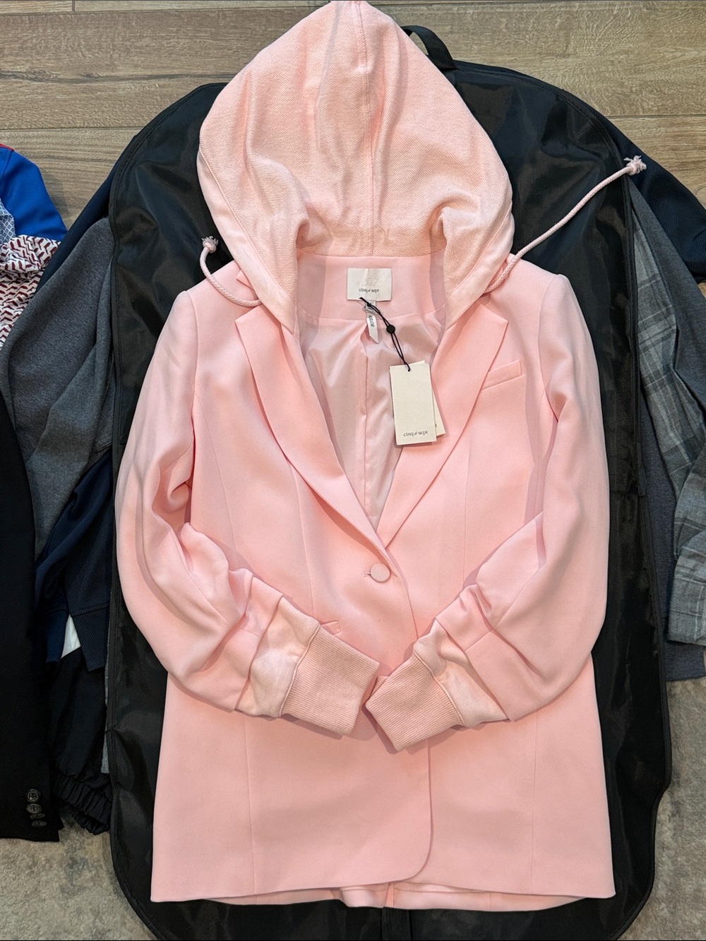 cinq-à-sept Pale Rose Khloe Hooded Blazer Jacket - Picture 4 of 4